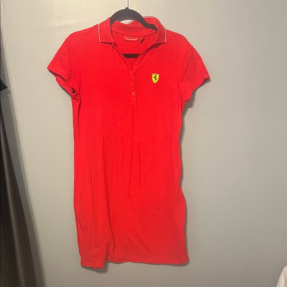 Ferrari Red Polo Mini Dress with Shield Patch
